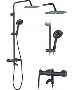 Rea Sanitary Zestaw Prysznicowy Natryskowy Rea Lungo Czarny Z Termostatem