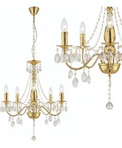 Toolight LAMPA SUFITOWA WISZĄCA EBT015-5CP Złota