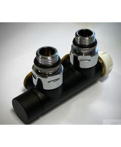 Carlo Poletti Rad. dubultbloks Twinvalve Thermo 1/2` x 24-19, 90°, melns matēts, bez termogalvas