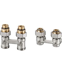 Heimeier Vekotrim double connection fitting two pipe system angle nickel plated Rp1/3