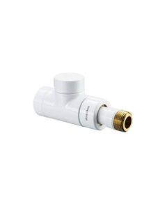 Oventrop Lockshield valve "Combi E", exclusive straight, white powder, DN15-1/2"