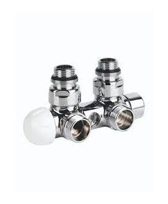 Carlo Poletti Rad. dubultbloks Twinvalve Thermo 1/2` x 24-19, 90°, balts, bez termogalvas (50mm)