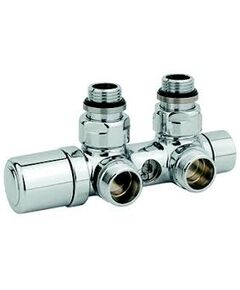 Carlo Poletti Rad. dubultbloks Twinvalve Thermo 1/2` x 24-19, 90°, balts (50mm)