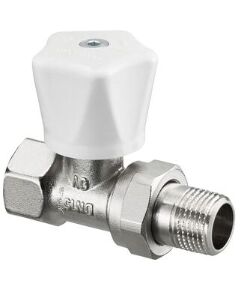 Oventrop Manual radiator valve "HR", PN 10, DN 15, staight pattern valve, white handwheel