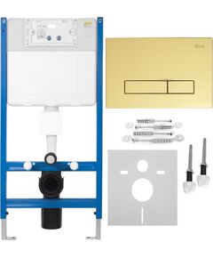 Rea Sanitary Stelaż zestaw podtynkowy K011A-Q do mis WC z przyciskiem HD Złoty