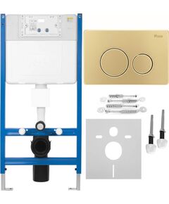 Rea Sanitary Stelaż zestaw podtynkowy K011A-Q do mis WC z przyciskiem I Złoty Szczotkowany