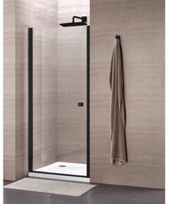 City Dušo durys MESINA black D-90, su atraminiu profiliu