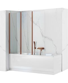 Rea Sanitary Parawan Rea Agat-3 120 Nawannowy Składany Miedź Szczotkowana