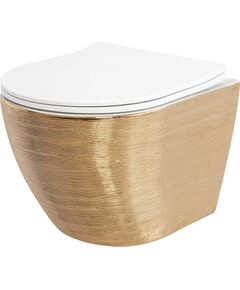 Rea Sanitary Misa WC podwieszana Carlo Flat złota szczotkowana