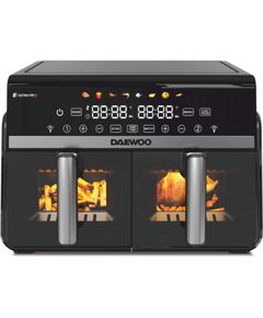 Daewoo DAF 2X110 dubultais karstā gaisa friteris, 1100 W + 1100 W, LED displejs, 5 L + 5 L ietilpība