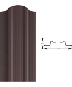Profilēta metāla žoga štaketas EMKA PSx2 RAL8017 (glancēts poliesters brūns)