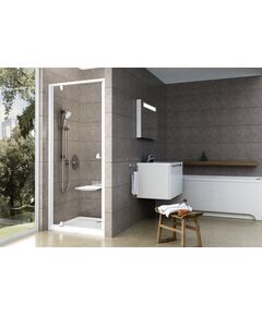 Shower door PDOP1-90 white+glass Transparent, Цвет: Balts + hrom, Ширина: 90