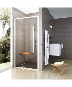 RAVAK dušas durvis veramas PDOP2-100, balts/hroms, caurspīdīgs stikls, Krāsa: Balts + hrom, Platums: 100