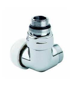 Carlo Poletti Rad. trīsasu termovent. Corner Thermo 1/2` x 24-19, 90°, balts (lab.p.)