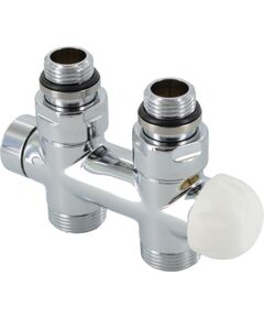 Carlo Poletti radiatora dubultbloks Twinvalve Thermo 1/2` x 24-19, taisns, bez termogalvas, melns matēts