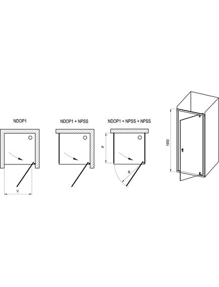 RAVAK Shower door NDOP1-90 white+glass Transparent, Цвет: Balts + hrom, Ширина: 90, Тип стекла: Прозрачное стекло, изображение 2