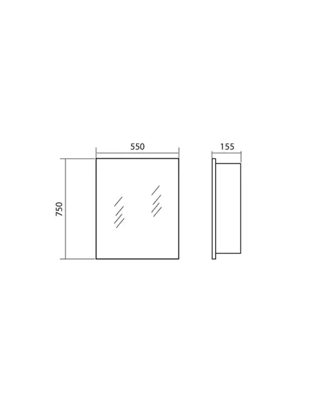 Vannas istabas skapītis ar spoguli Akvarodos DECOR 55cm, 3 image