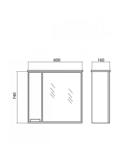 Vannas istabas skapītis ar spoguli Akvarodos QUADRO 60cm,195882, 3 image