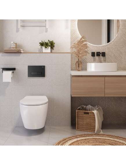 Rea Sanitary Stelaż zestaw podtynkowy ST do mis WC z przyciskiem H Black, 2 image