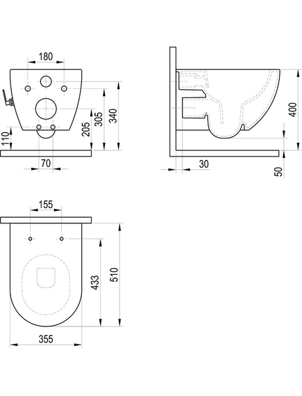 WC bidet Uni Chrome RimOff white, изображение 4