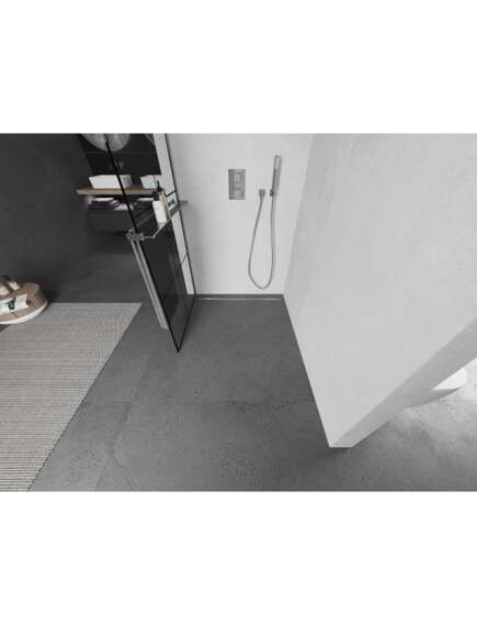 Mexen Kioto+ L ścianka prysznicowa z półką Walk-in 80 x 200 cm, czarny wzór, chrom - 800-080-123-01-77, изображение 3