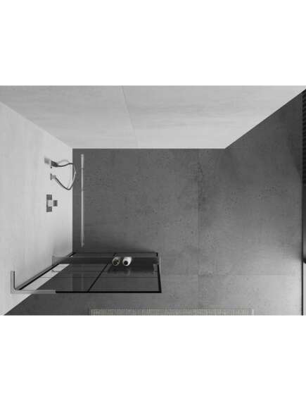 Mexen Kioto+ L ścianka prysznicowa z półką Walk-in 80 x 200 cm, czarny wzór, chrom - 800-080-123-01-77, изображение 4