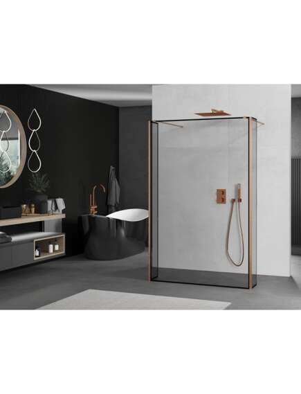 Mexen Kioto ścianka prysznicowa wolnostojąca 140 x 30 x 30 cm, czarny wzór, miedź szczotkowana - 800-140-030-222-65-70-030, изображение 2