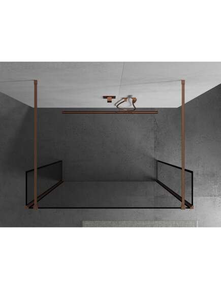 Mexen Kioto ścianka prysznicowa wolnostojąca 140 x 30 x 30 cm, czarny wzór, miedź szczotkowana - 800-140-030-222-65-70-030, изображение 4