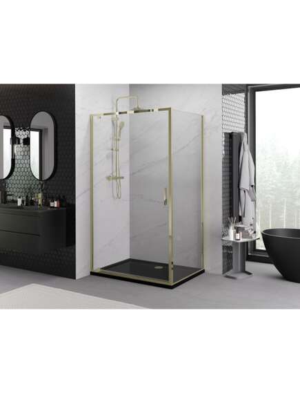 Mexen Exo kabina prysznicowa uchylna 90 x 70 cm, transparent, złota - 8181-090-070-50-00, изображение 4