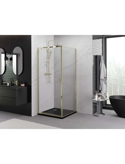 Mexen Exo kabina prysznicowa uchylna 70 x 70 cm, transparent, złota - 8181-070-070-50-00, 4 image