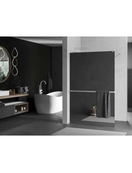 Mexen Kioto+ ścianka prysznicowa z półką Walk-in 80 x 200 cm, lustro, biała - 800-080-121-20-50, изображение 2