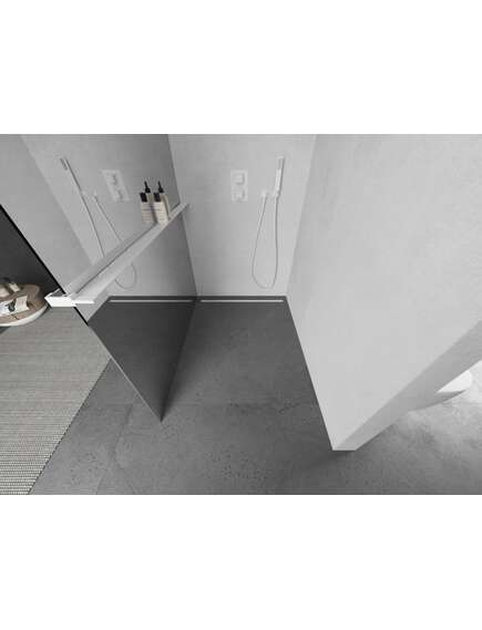 Mexen Kioto+ ścianka prysznicowa z półką Walk-in 80 x 200 cm, lustro, biała - 800-080-121-20-50, изображение 3