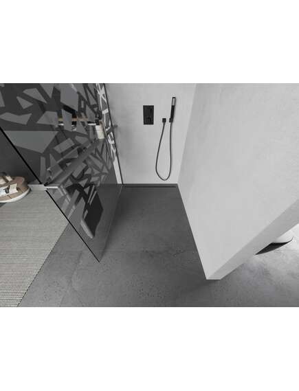 Mexen Kioto+ ścianka prysznicowa z półką Walk-in 90 x 200 cm, biały wzór, gun gray szczotkowany - 800-090-121-66-85, изображение 3