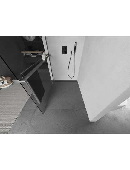 Mexen Kioto+ ścianka prysznicowa z półką Walk-in 120 x 200 cm, transparent, gun gray szczotkowany - 800-120-121-66-00, изображение 3