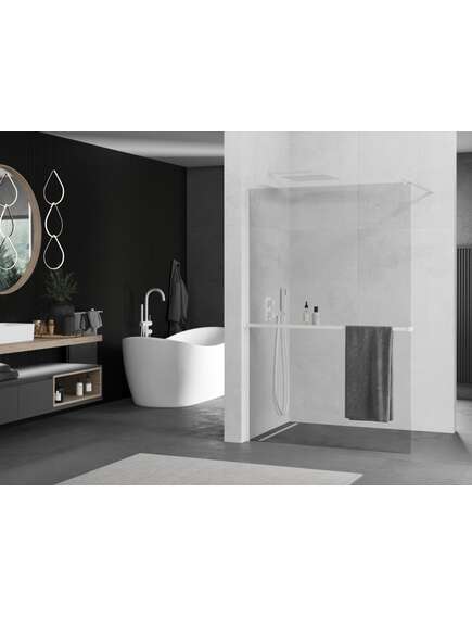 Mexen Kioto+ ścianka prysznicowa z półką Walk-in 130 x 200 cm, transparent, biała - 800-130-121-20-00, изображение 2