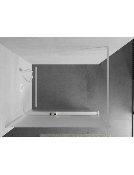 Mexen Kioto+ ścianka prysznicowa z półką Walk-in 120 x 200 cm, szron, biała - 800-120-121-20-30, изображение 4