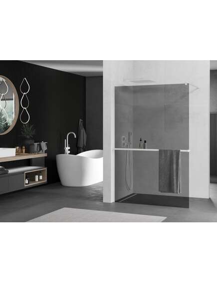 Mexen Kioto+ ścianka prysznicowa z półką Walk-in 120 x 200 cm, grafit, biała - 800-120-121-20-40, изображение 2