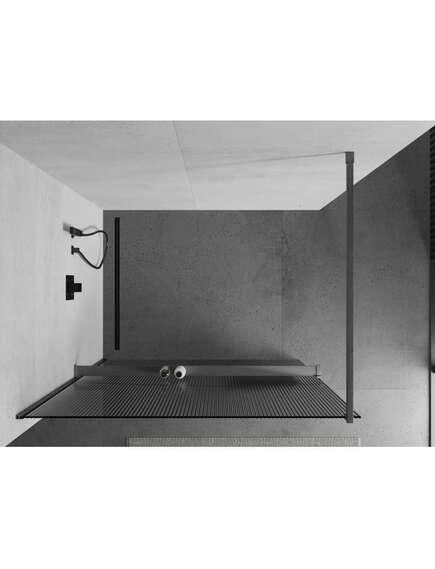 Mexen Kioto+ ścianka prysznicowa z półką Walk-in 140 x 200 cm, prążki, gun gray szczotkowany - 800-140-121-66-09, изображение 4