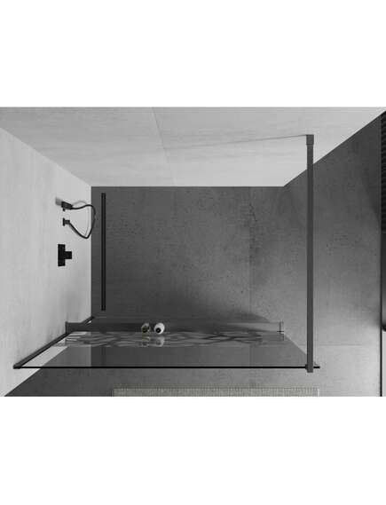 Mexen Kioto+ ścianka prysznicowa z półką Walk-in 90 x 200 cm, biały wzór, gun gray szczotkowany - 800-090-121-66-85, изображение 4