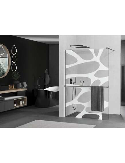Mexen Kioto+ ścianka prysznicowa z półką Walk-in 80 x 200 cm, biały wzór, gun gray szczotkowany - 800-080-121-66-97, изображение 2