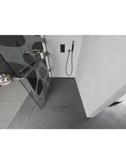 Mexen Kioto+ ścianka prysznicowa z półką Walk-in 140 x 200 cm, biały wzór, gun gray szczotkowany - 800-140-121-66-97, изображение 3