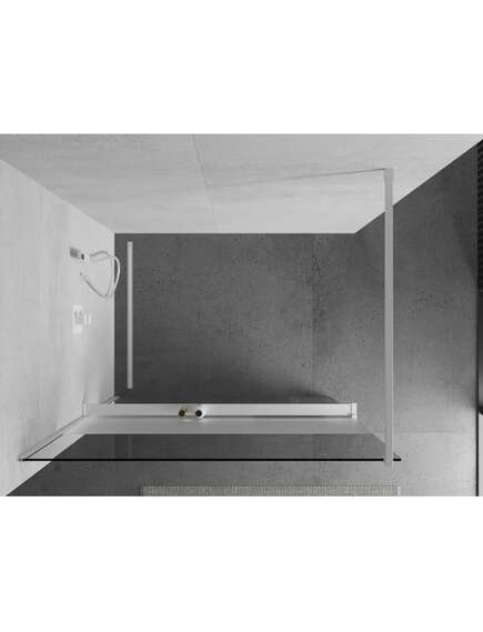 Mexen Kioto+ ścianka prysznicowa z półką Walk-in 100 x 200 cm, transparent/szron, biała - 800-100-121-20-35, изображение 4