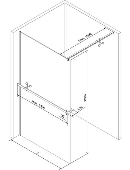 Mexen Kioto+ ścianka prysznicowa z półką Walk-in 80 x 200 cm, lustro, biała - 800-080-121-20-50, изображение 5
