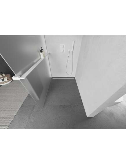 Mexen Kioto+ ścianka prysznicowa z półką Walk-in 120 x 200 cm, szron, biała - 800-120-121-20-30, изображение 3