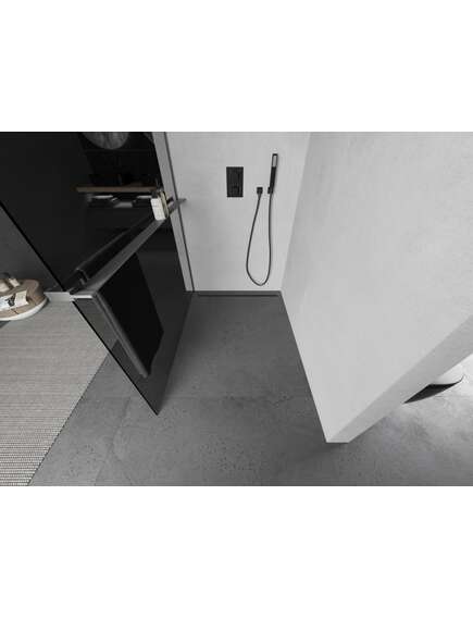 Mexen Kioto+ ścianka prysznicowa z półką Walk-in 90 x 200 cm, grafit, gun gray szczotkowany - 800-090-121-66-40, изображение 3