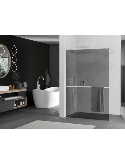 Mexen Kioto+ ścianka prysznicowa z półką Walk-in 100 x 200 cm, grafit, biała - 800-100-121-20-40, изображение 2