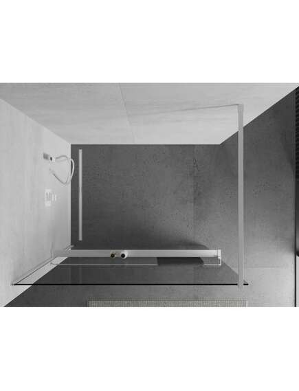 Mexen Kioto+ ścianka prysznicowa z półką Walk-in 130 x 200 cm, transparent, biała - 800-130-121-20-00, изображение 4