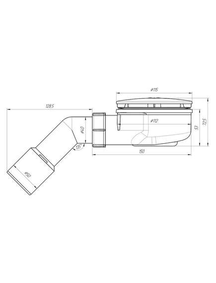 Ani Plast Сифон для душевого поддона 1 1/2'' x90 h=53, Black, изображение 2