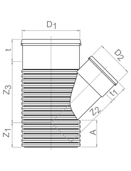 Pipelife PRAGMA trejgabals 45°, OD160/110 - gab., изображение 2
