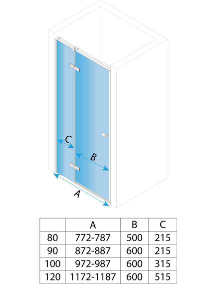 Rea Sanitary Drzwi prysznicowe Rea Atlas 80 Chrome, изображение 4